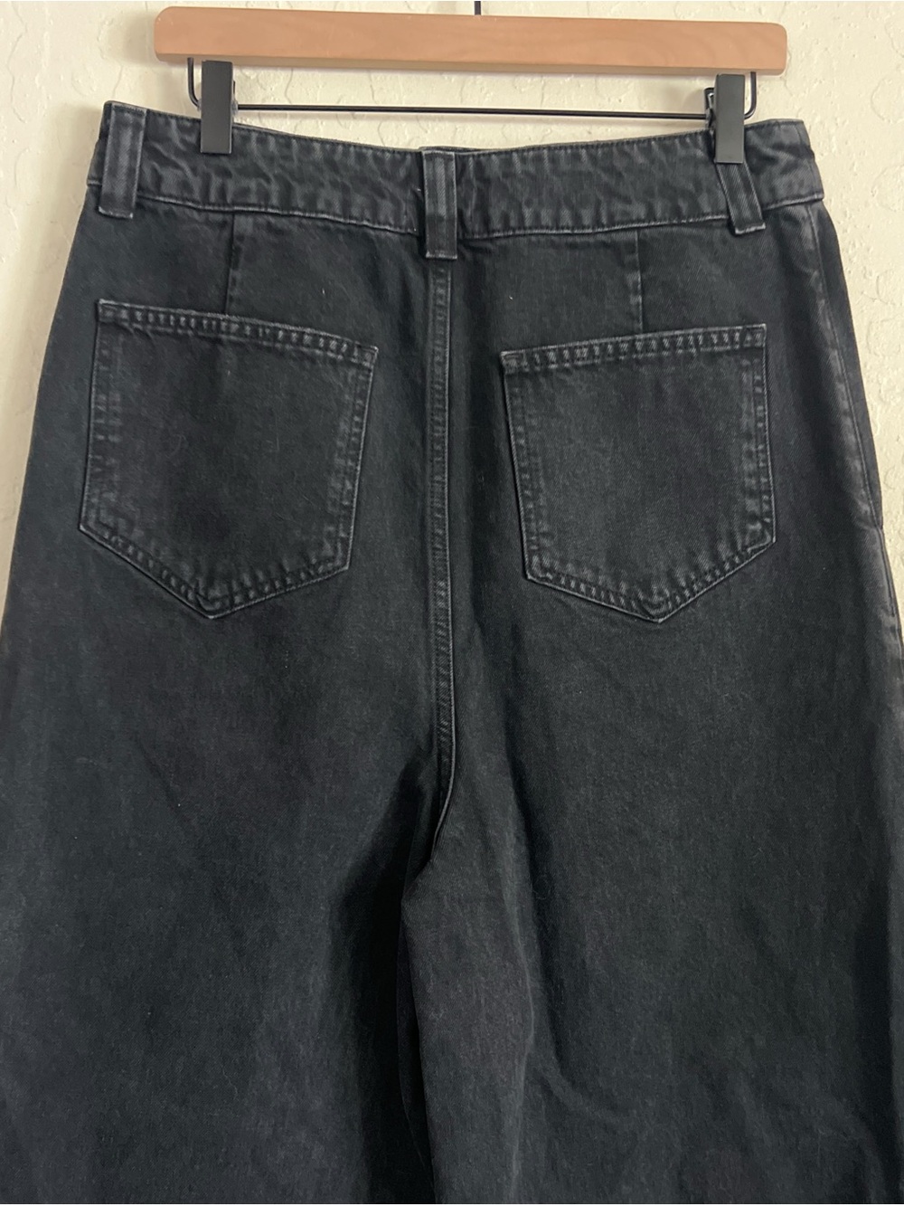 Khaite Isla Paneled High Rise Wide Leg Jeans 31 Black Rigid Heavyweight Denim - Picture 13 of 15
